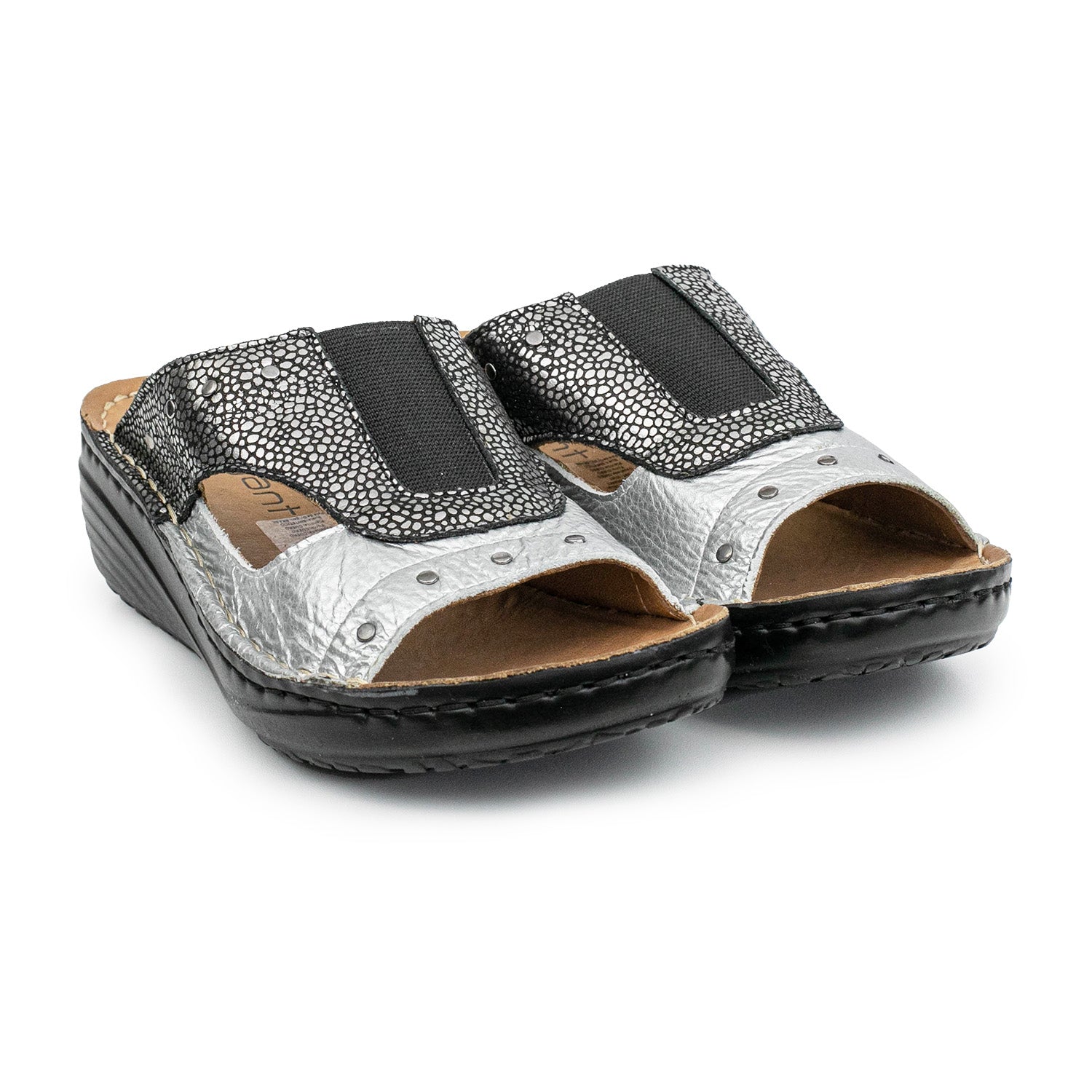 CHINELA OLIA NEGRA Y PLATA