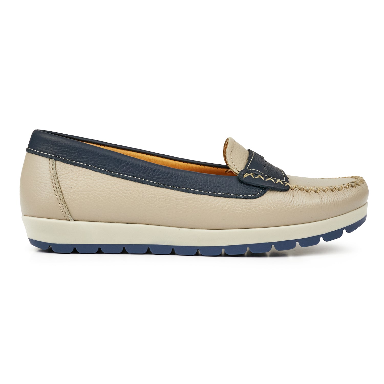 MOCASÍN PAMPA NATURAL Y AZUL