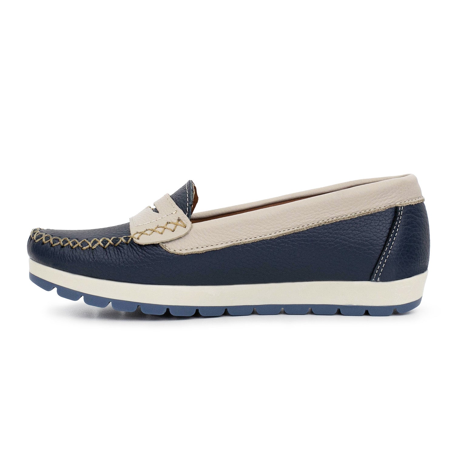 MOCASIN PAMPA AZUL Y BEIGE