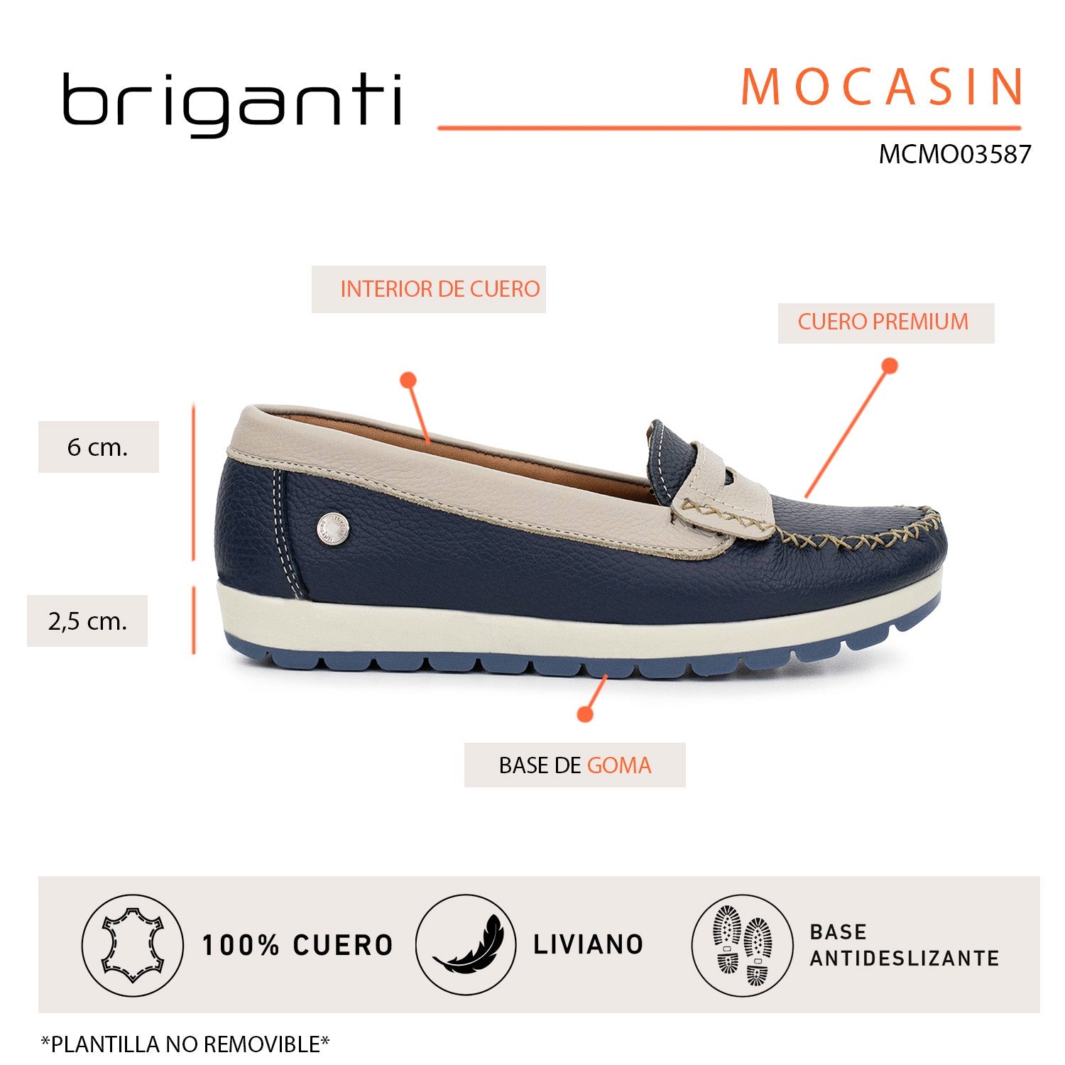 MOCASIN PAMPA AZUL Y BEIGE