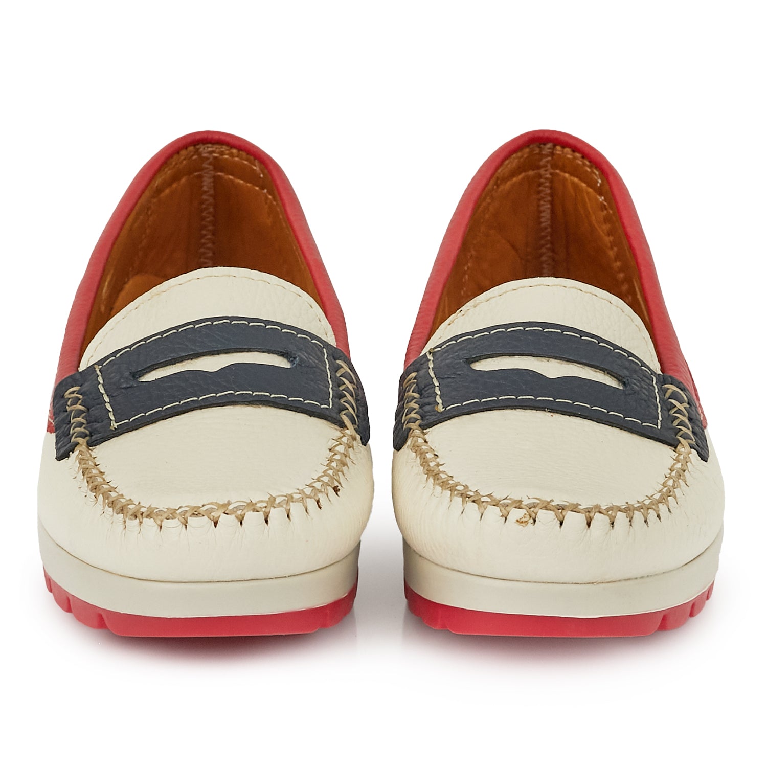 MOCASÍN PAMPA SOFT BEIGE, ROJO Y AZUL