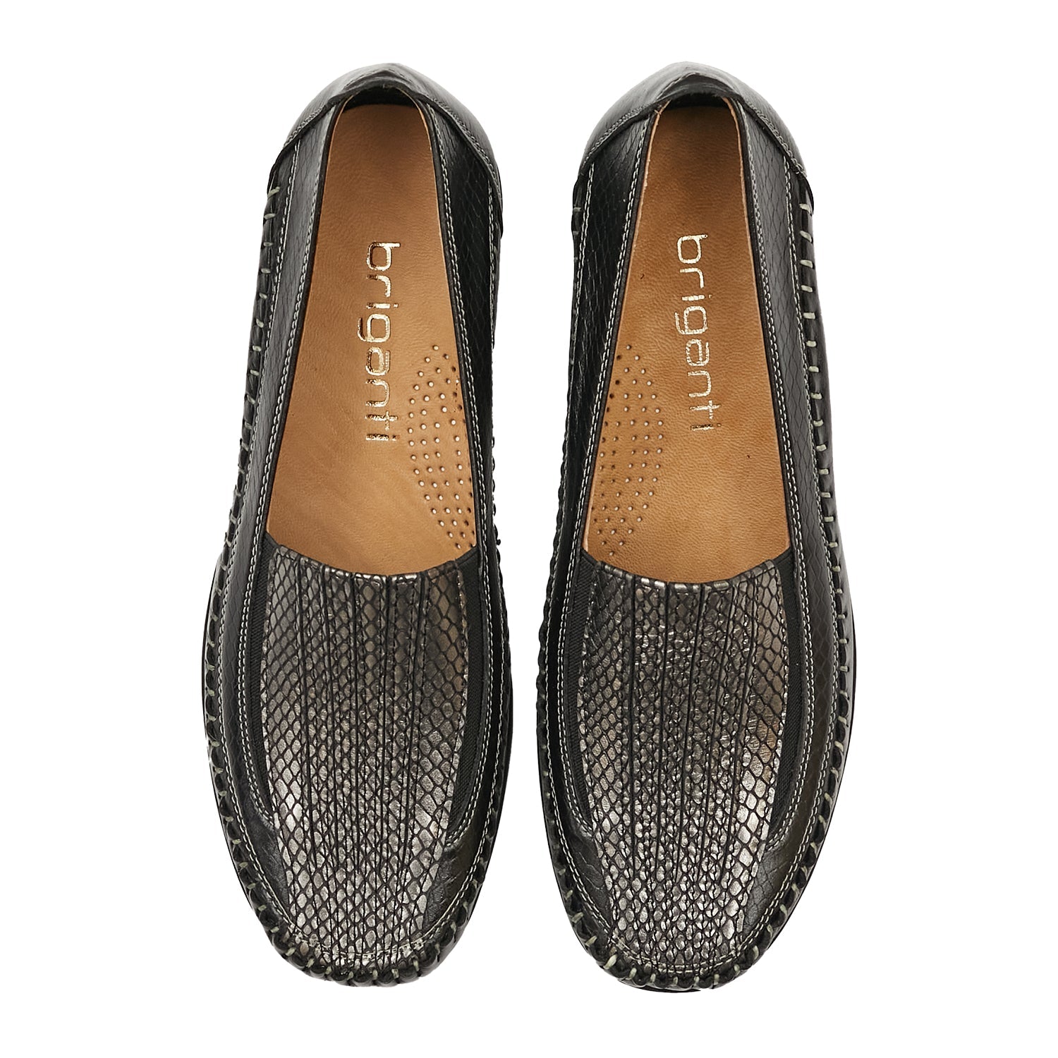 MOCASIN LUQUE NEGRO Y PELTRE