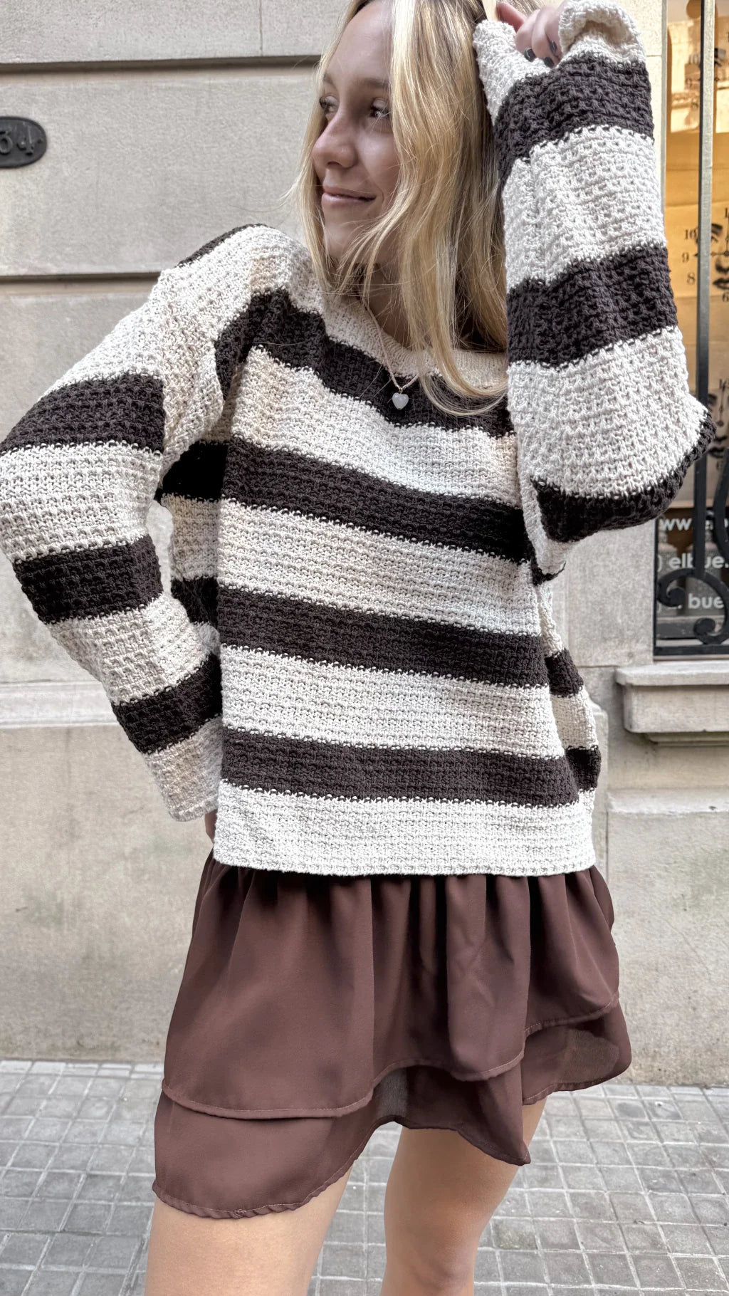 Sweater CERDEÑA (rayado choco/crudo)