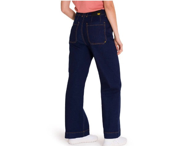 JEAN TRIBLEND STRETCH DENIM PATCH FRONT POCKET FLARE WIDE LEG PANT