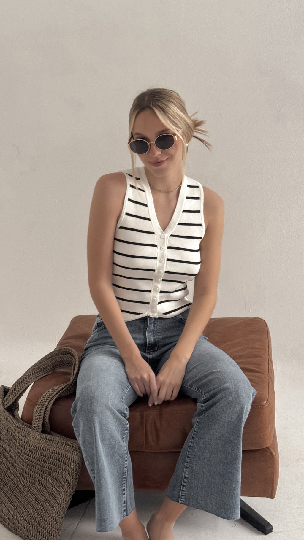 Chaleco LISBOA (RAYADO CHOCO|CRUDO)