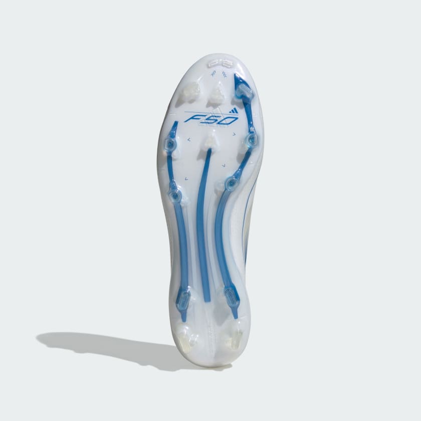 Botín de Fútbol F50 Elite Laceless FG Blanco/Azul