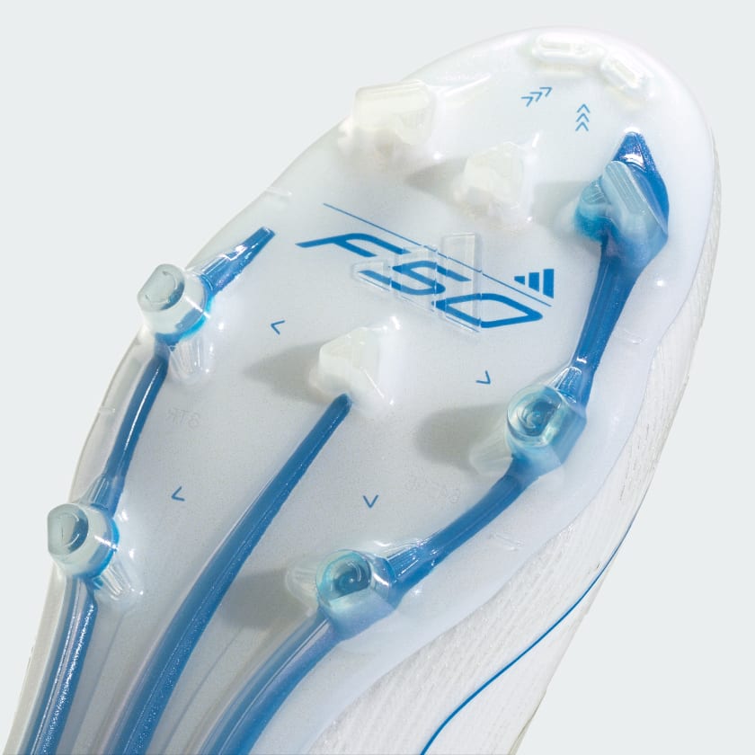 Botín de Fútbol F50 Elite Laceless FG Blanco/Azul