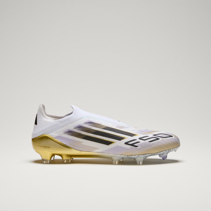 Botín de Fútbol F50 Elite Laceless FG Blanco/Dorado
