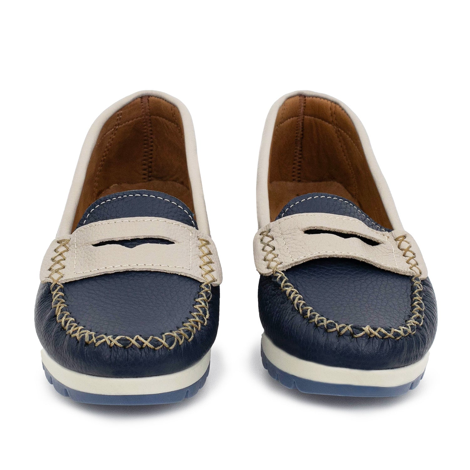 MOCASIN PAMPA AZUL Y BEIGE