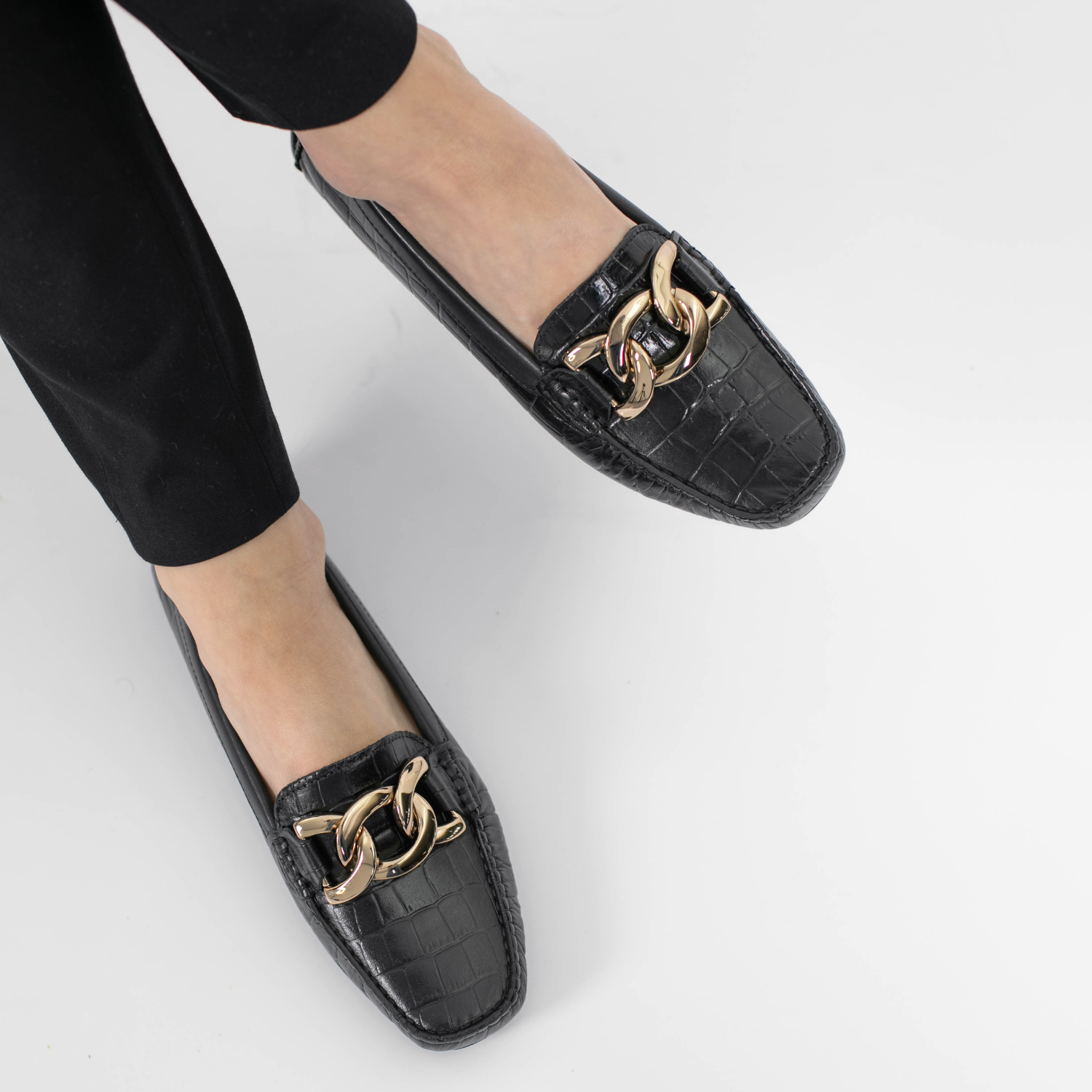 MOCASIN BAMBA NEGRO CROCO