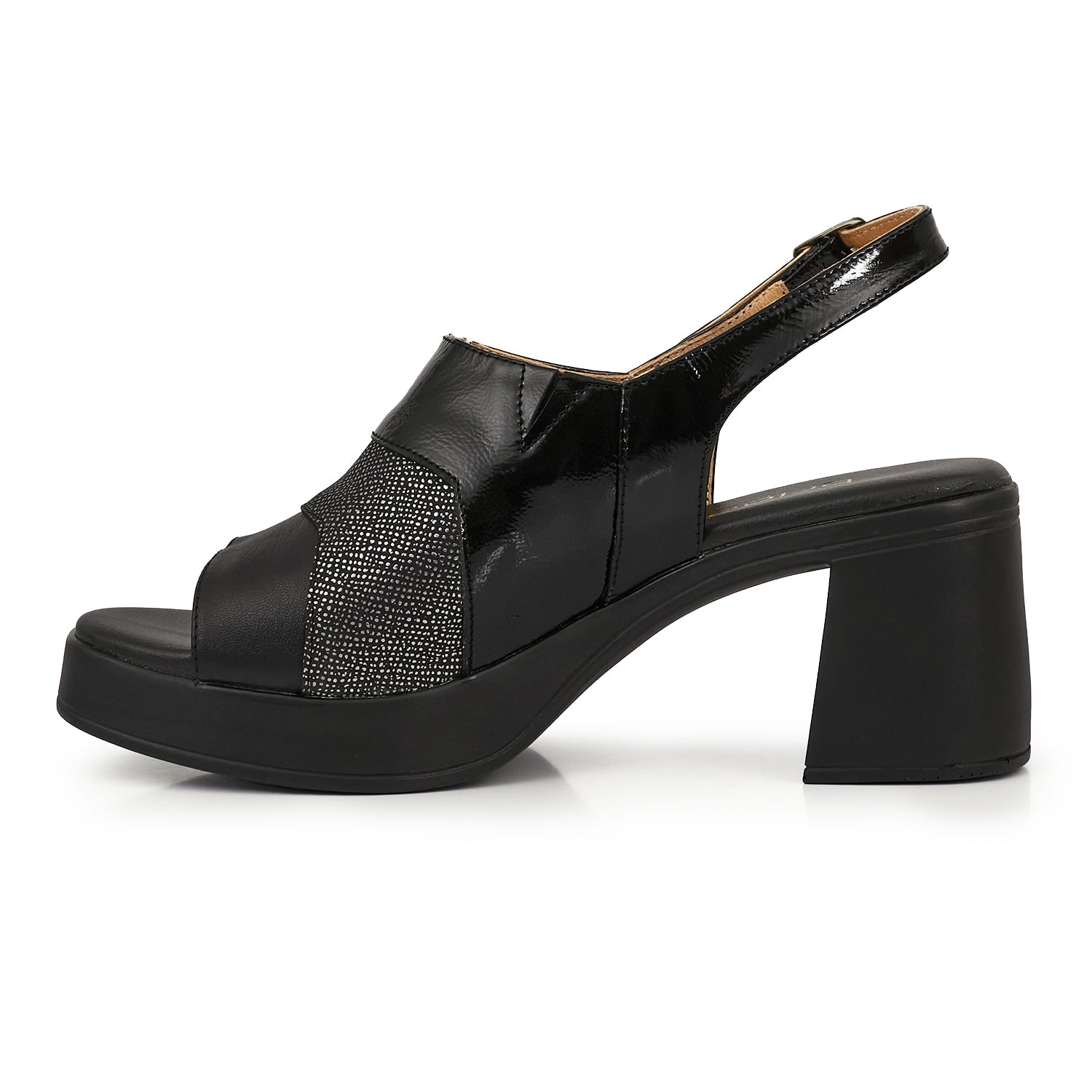 SANDALIA JACT NEGRA CHAROL