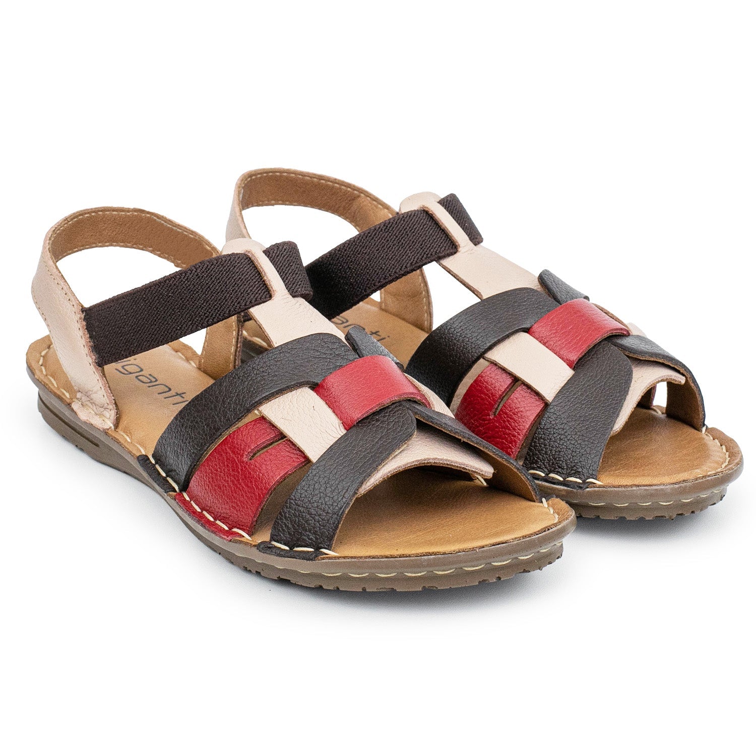 SANDALIA RINA MARRON Y BORDO