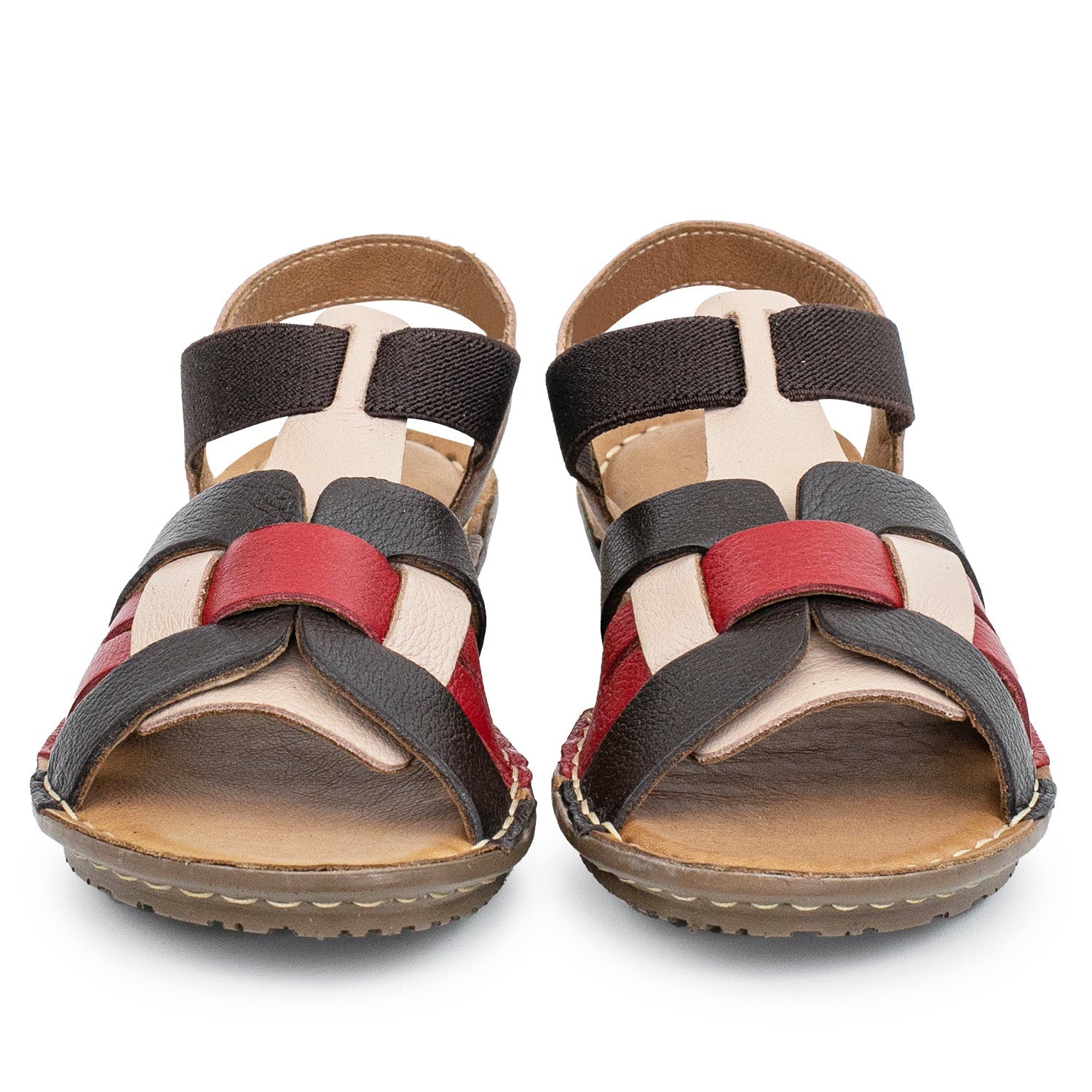 SANDALIA RINA MARRON Y BORDO