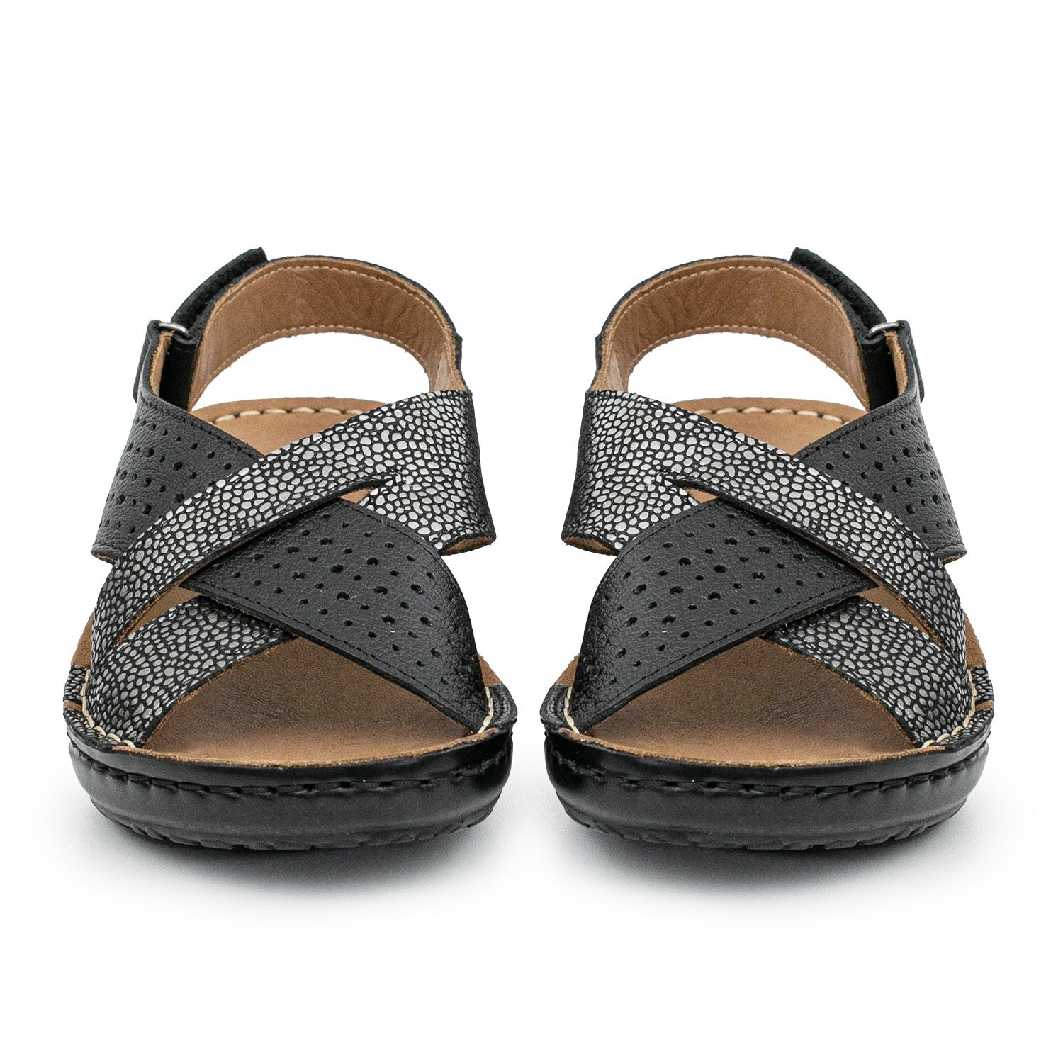 SANDALIA MEI NEGRA Y PELTRE