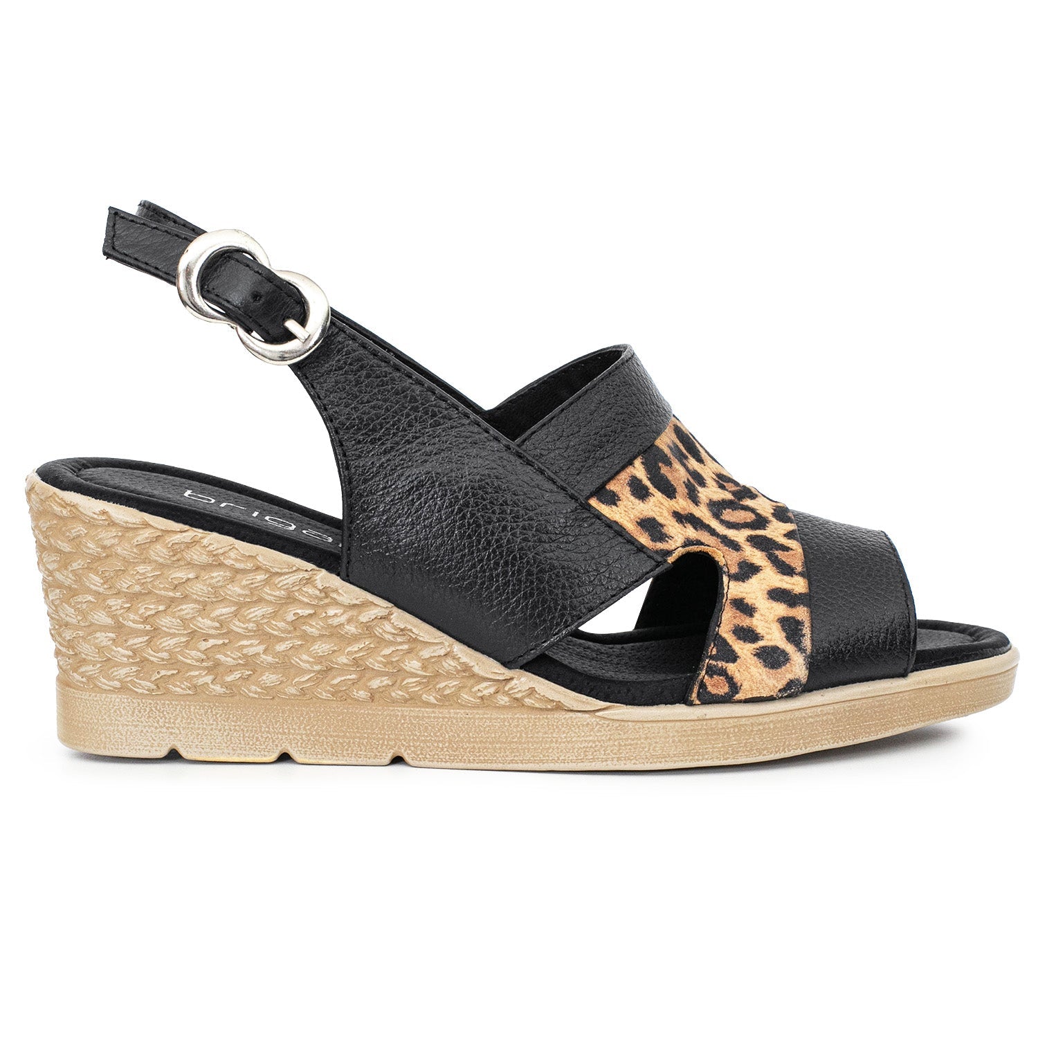 SANDALIA TARRAGONA NEGRA LEOPARDO