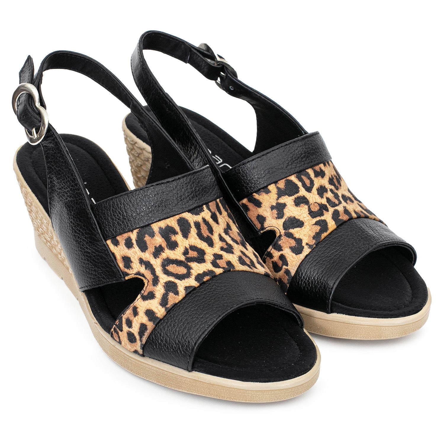 SANDALIA TARRAGONA NEGRA LEOPARDO